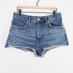 AllSaints Faye Mini Cut Off Jean Shorts Womens 29 Blue 100% Cotton